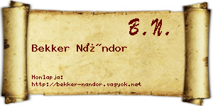 Bekker Nándor névjegykártya